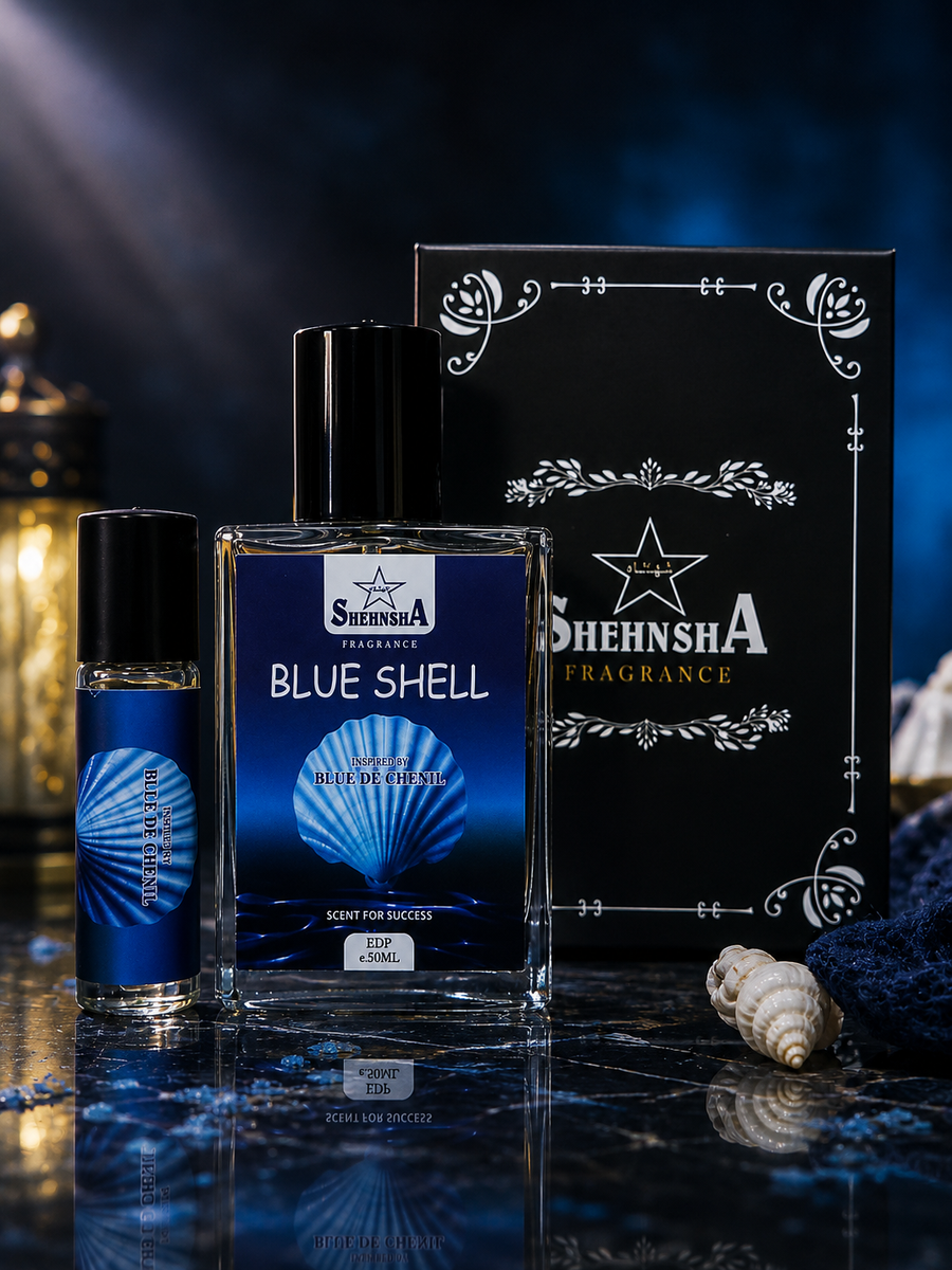 Blue Shell by Shehnsha Fragrance - Inspired by Blue De Chenil, 50ml EDP with roll-on and luxury box
