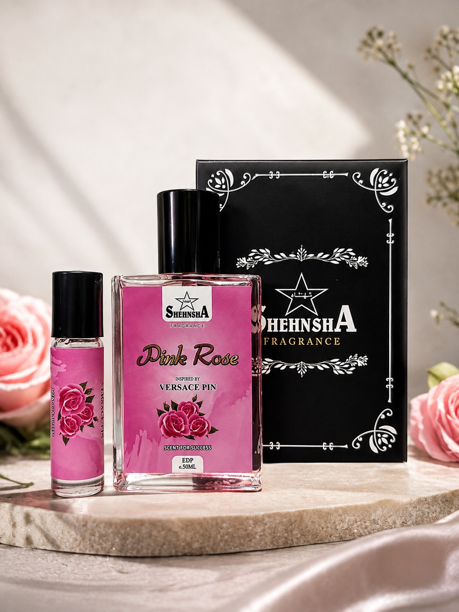Pink Rose by Shehnsha Fragrance - Inspired by Versace Pin, 50ml EDP with roll-on and luxury box